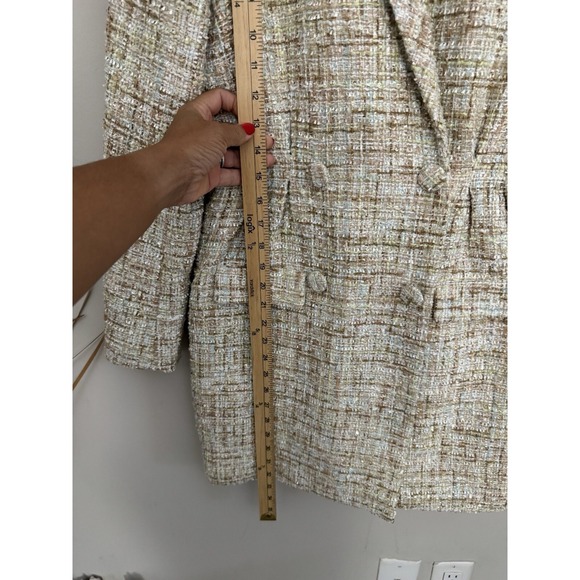 Jason Wu Jacket Tweed long Trench Blazer Boucle Double Breast cream  Size Small - Picture 6 of 12